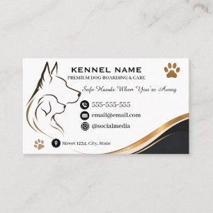 Luxury Dog Kennel Elegant Gold Wave Customisable Business Card