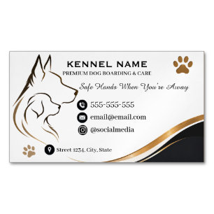 Luxury Dog Kennel Elegant Gold Wave Customisable Magnetic Business Card