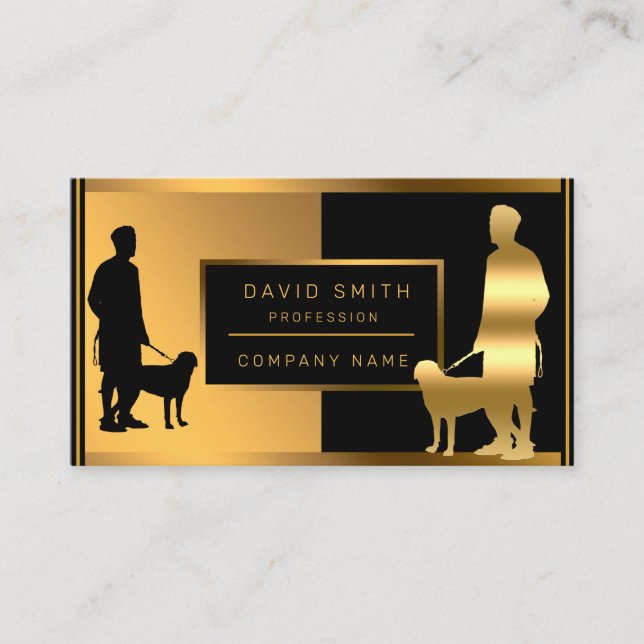 Luxury Dog Walker Professional Add Your Text Business Card (Front)
