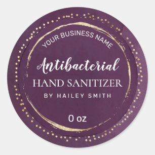 Luxury Dotted Gold Purple Hand Sanitizer Labels