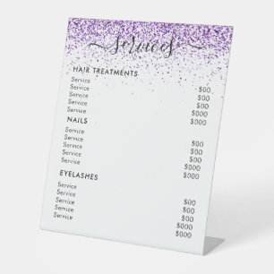 Luxury drips glitter purple Salon Pedestal Sign