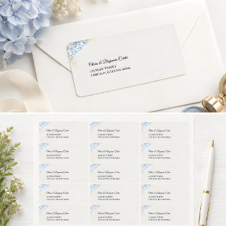 Luxury Dusty Blue Hydrangea Address Label