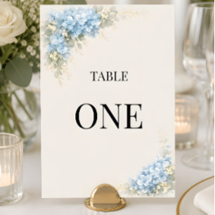 Luxury Dusty Blue Hydrangea Wedding Table Number