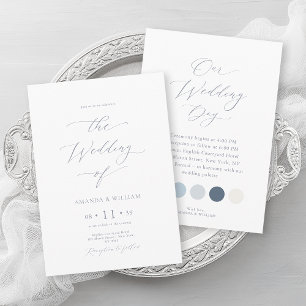 Luxury Dusty Blue Wedding with Attire Colors Invitation