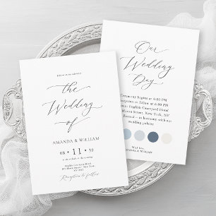 Luxury Dusty Blue Wedding with Attire Colours Invitation