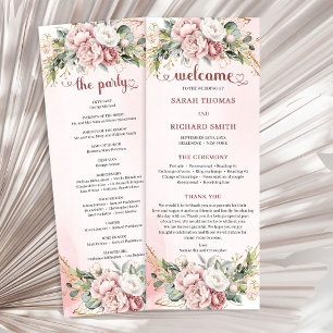 Luxury Dusty Pink Floral Greenery Wedding Program Programme