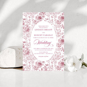 Luxury Dusty Pink French Toile Wedding Invitation