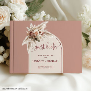 Luxury Dusty Pink Pampas Arch Floral Guest Book