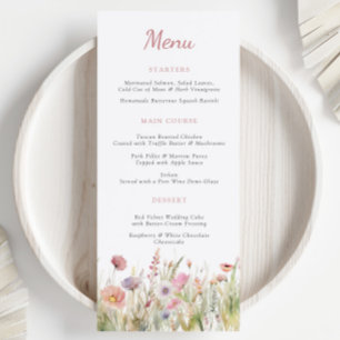 Luxury Dusty Pink Wildflower Wedding Menu