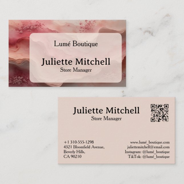 Luxury Dusty Rose Marble Custom Business Card (Front/Back)