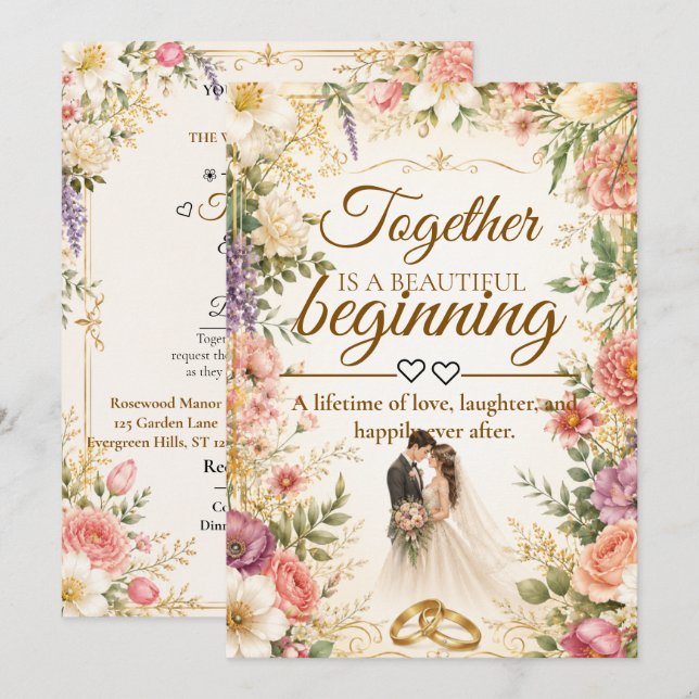 Luxury Editable 5x7 Card for wedding invitation (Front/Back)