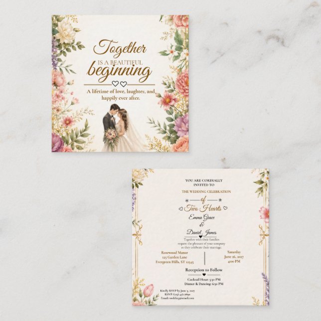 Luxury Editable 5x7 Card for wedding invitation (Front/Back)