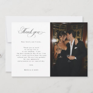 Luxury Editorial Script 2 Photo Wedding Thank You Card