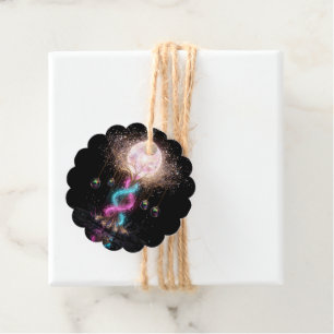 Luxury Electric Neon Floral Scalloped Gift Tags
