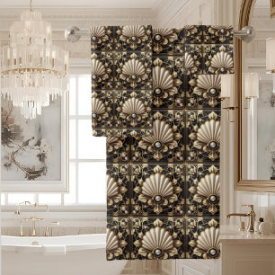 Luxury & Elegance   Art Deco Black & Gold Bath Towel Set