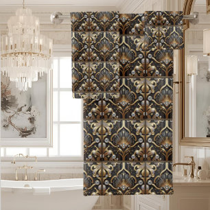 Luxury & Elegance Art Deco Black & Gold Bath Towel Set