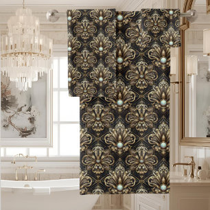 Luxury & Elegance   Art Deco Black & Gold Bath Towel Set