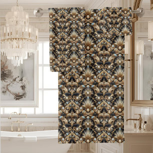 Luxury & Elegance   Art Deco Black & Gold Bath Towel Set