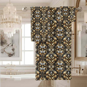 Luxury & Elegance   Art Deco Black & Gold Bath Towel Set