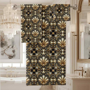 Luxury & Elegance   Art Deco Black & Gold Bath Towel Set