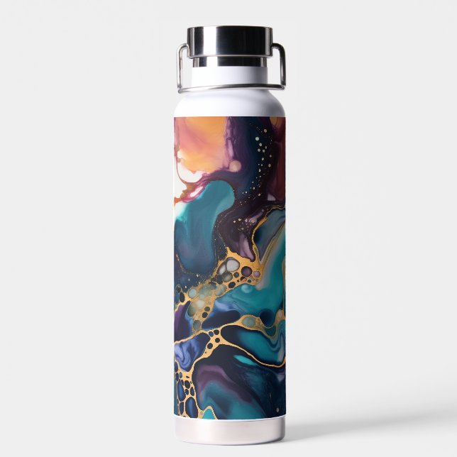 Luxury Elegant Abstract Marble Beautiful  Water Bottle (Back)