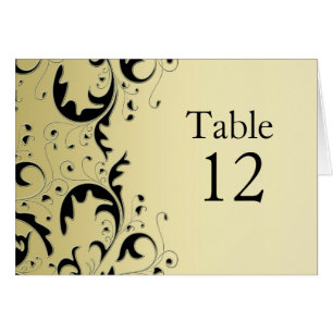 Luxury Elegant Black/Golden Floral Table card