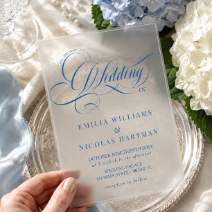 Luxury Elegant Blue Wedding Invitation