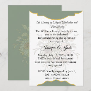 Luxury Elegant Boho Minimalist Sage Green Gold Invitation
