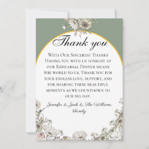 Luxury Elegant Boho Minimalist Sage Green Gold Thank You Card