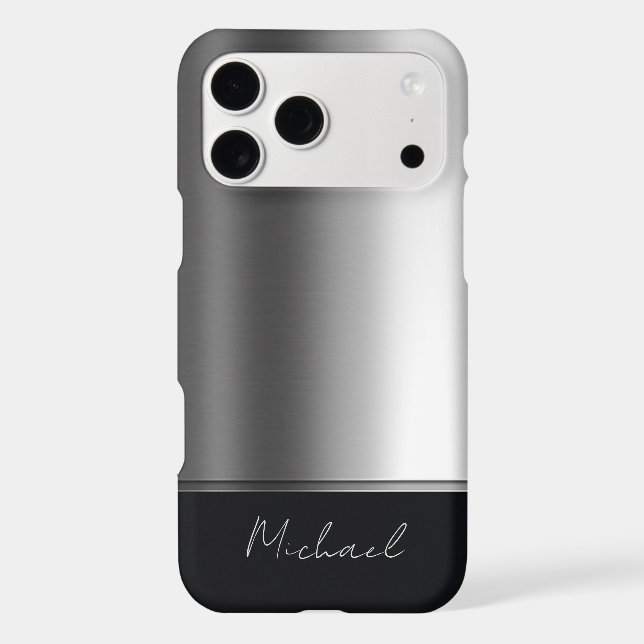 Luxury Elegant Brushed Metal Silver Grey (Back)