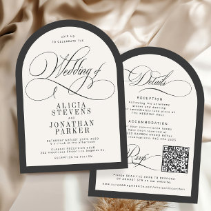 Luxury elegant calligraphy arch wedding invitation