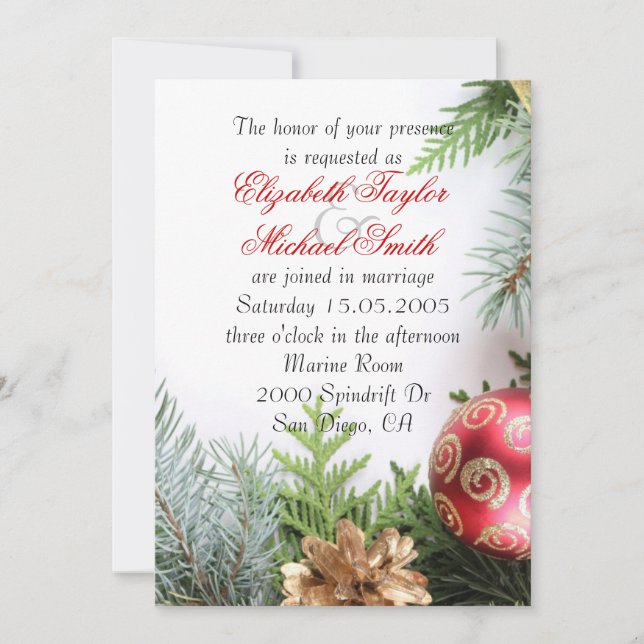 Luxury Elegant Christmas Winter  Wedding Invite (Front)