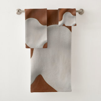 Luxury Elegant Faux Cow Leather Modern Collection Bath Towel Set