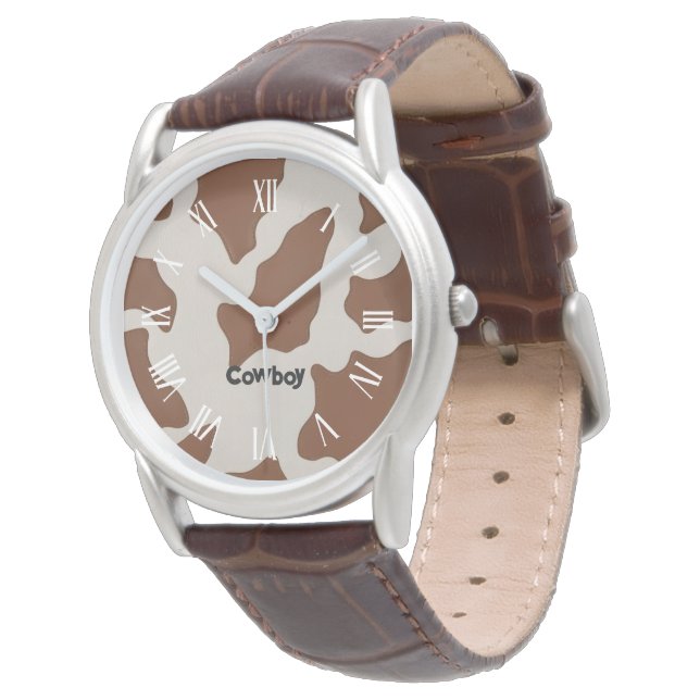 Luxury Elegant Faux Cow Leather Trendy Collection Watch (Angled)