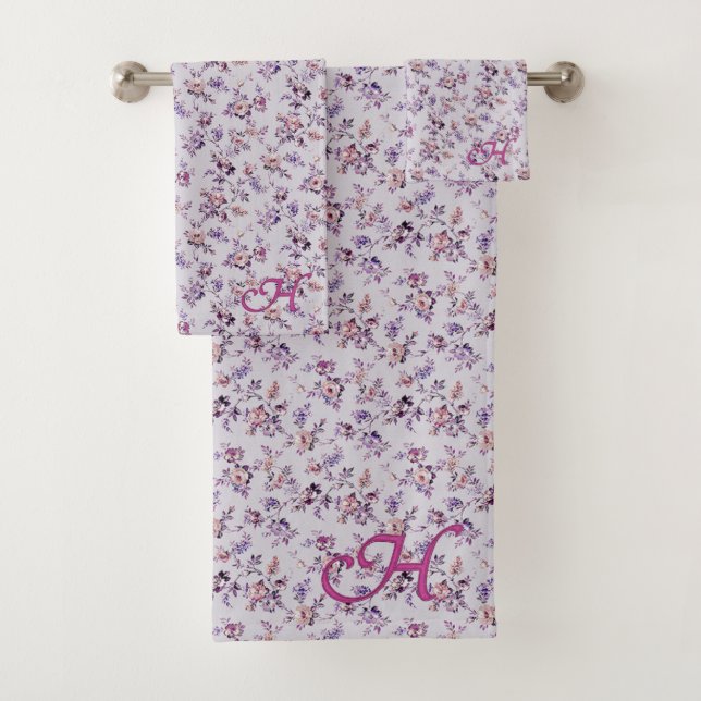 Luxury Elegant Floral (A-Z) Bath Towel Set (Insitu)