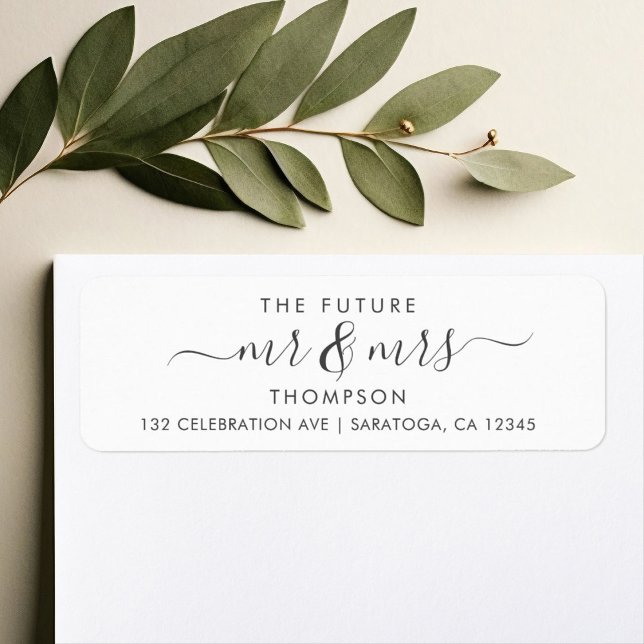 Luxury Elegant Future MR and MRS Script Modern (Future Mr and Mrs dress labels: timeless charm and elegance in trendy script for  wedding stationery)