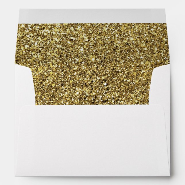Luxury Elegant Glitter Gold Wedding Return Address Envelope (Back (Bottom))