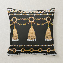 Luxury Elegant Gold Chain Circle Gold Pearls Black