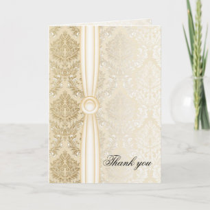 Luxury Elegant Gold Damask Thank you card