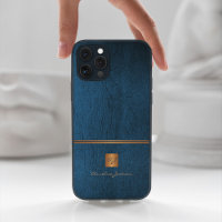 Luxury elegant gold glitter blue monogrammed