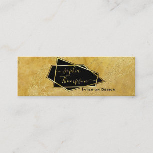 Luxury Elegant Gold Glitter Marble Script Mini Business Card
