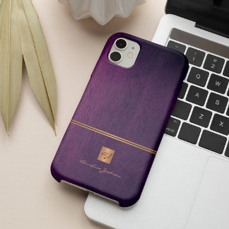 Luxury elegant gold glitter purple monogrammed Case-Mate iPhone case