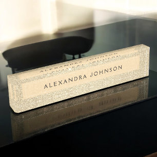 Luxury Elegant Gold Glitter Sparkle Modern Nameplate