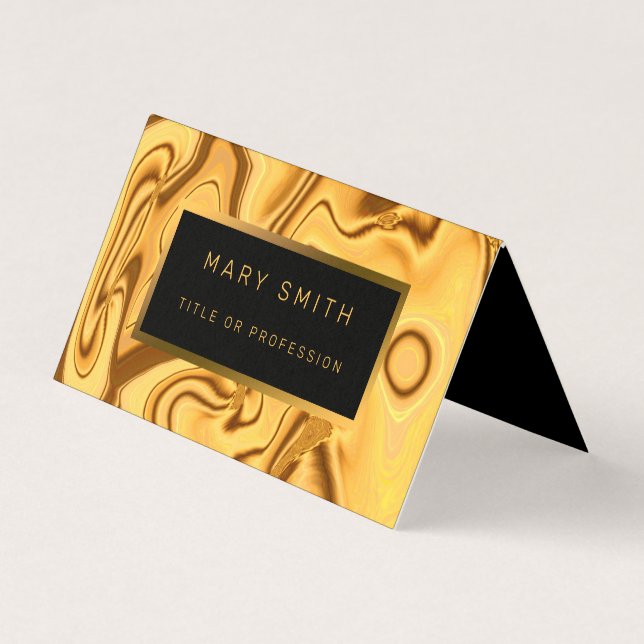 Luxury Elegant Gold Marble Tent Fold Business Card (Front)
