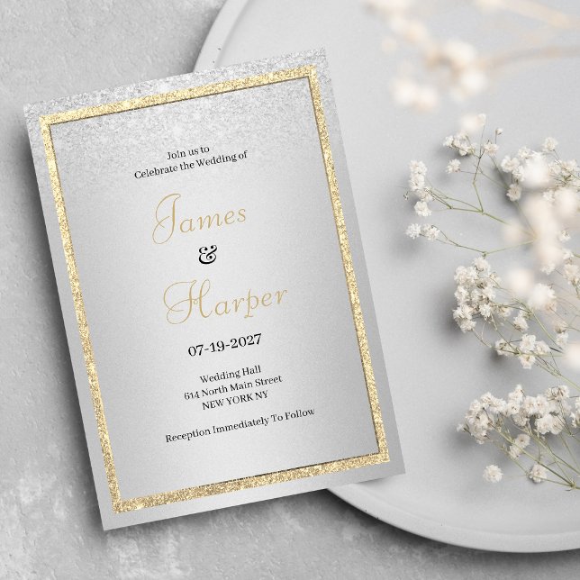Luxury elegant gold silver glitter Wedding Invitation (Luxury elegant gold silver glitter Wedding )