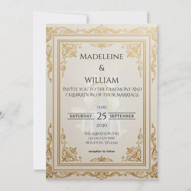 Luxury Elegant Gold Wedding  Save The Date (Front)