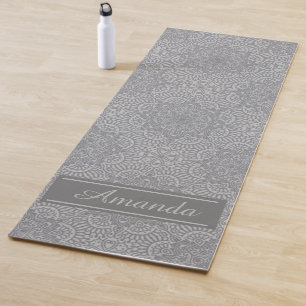 Luxury Elegant Grey Black Pattern Design Name Yog Yoga Mat
