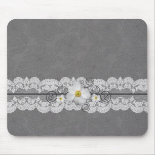 Luxury Elegant Grey Lace Mousepad