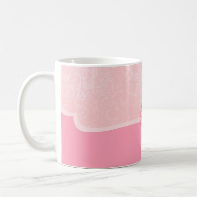 Luxury Elegant Hot Pink Damask Mug (Left)