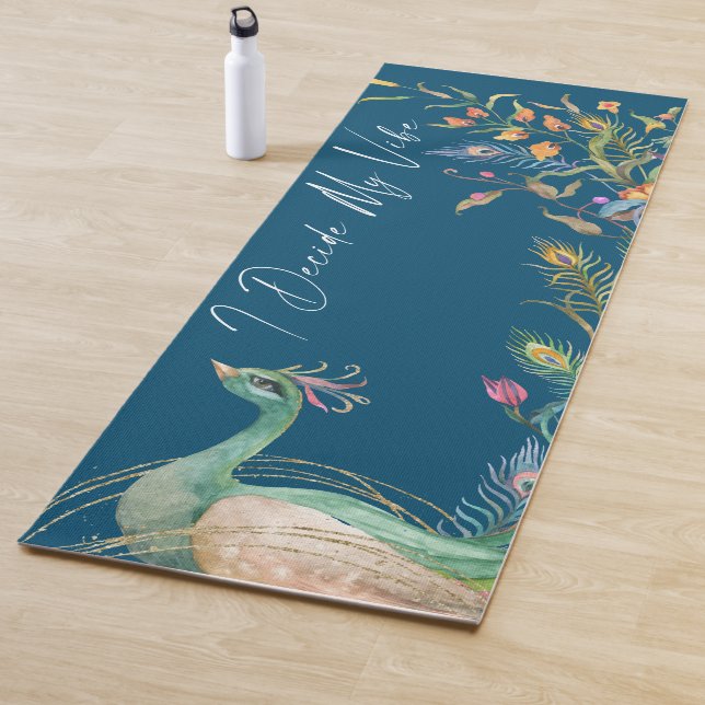 Luxury Elegant I Decide My Vibe Peacock Blue  Yoga Mat (In Situ)